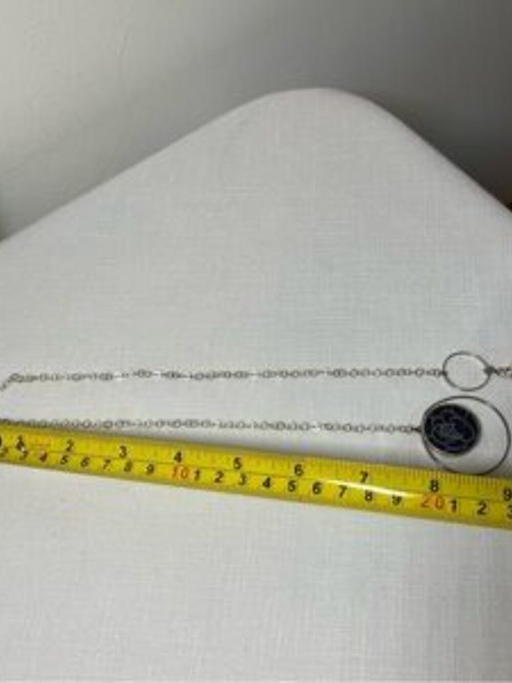 Sterling Silver necklace w Blue silk fabric Pendant  white pearlsHandmade - Picture 4 of 4
